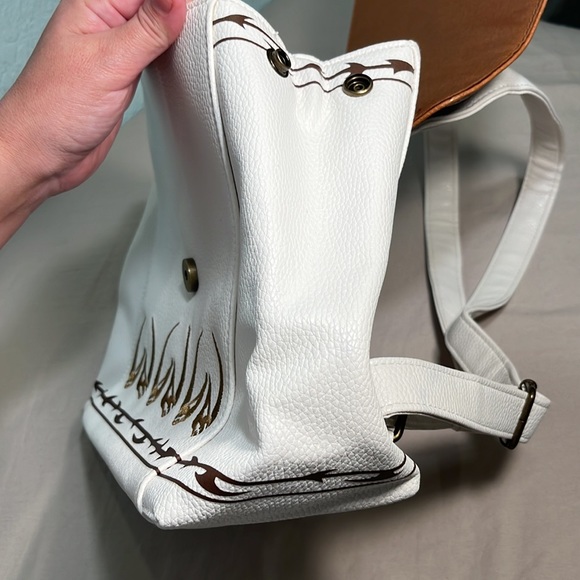 DANIELLE NICOLE X STAR WARS Mandalorian Tan & White Faux Leather Mini Backpack - Picture 12 of 15